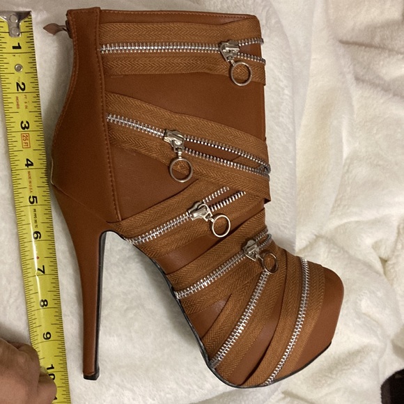 NEW Show Story Punk Zip Up Stiletto Ankle Bootie LF80845 Size 40 brown - Picture 11 of 11